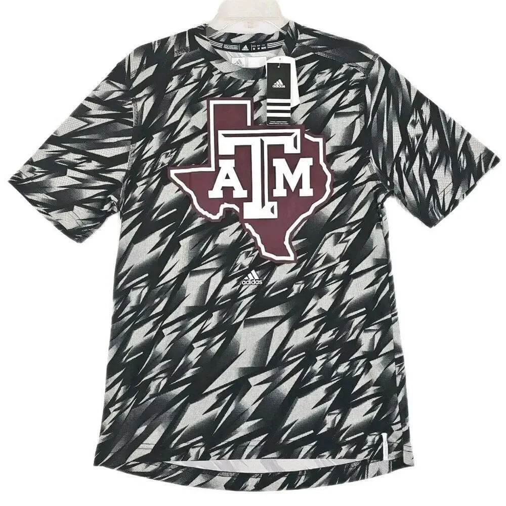 Adidas Texas ATM ~Unisex Size M~ Black/White Training Crew T-Shirt w/Logo NWT.